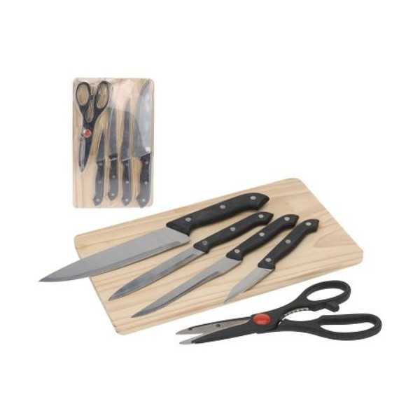 Juego de 4 Cuchillo + Tijera + Tabla de Corte [LOTE DE 4 Unidades] KOOPMAN