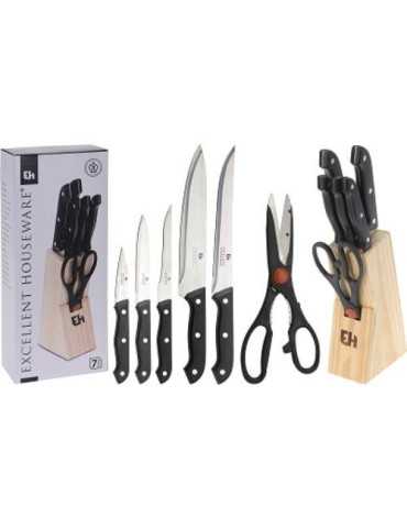 Tacoma Madera 5 Cuchillos + Tijera [LOTE DE 4 Unidades] KOOPMAN