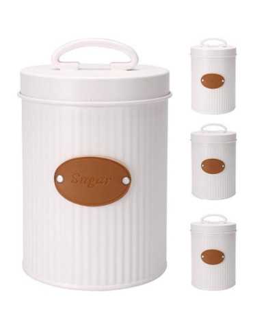 Bote Cocina Metálico con Etiqueta en Cuero 1400ML [LOTE DE 4 Unidades] KOOPMAN