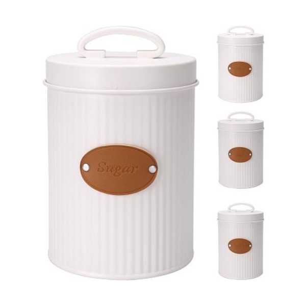 Bote Cocina Metálico con Etiqueta en Cuero 1400ML [LOTE DE 4 Unidades] KOOPMAN