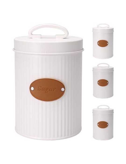 Bote Cocina Metálico con Etiqueta en Cuero 1400ML [LOTE DE 4 Unidades] KOOPMAN