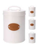 Bote Cocina Metálico con Etiqueta en Cuero 1400ML [LOTE DE 4 Unidades] KOOPMAN