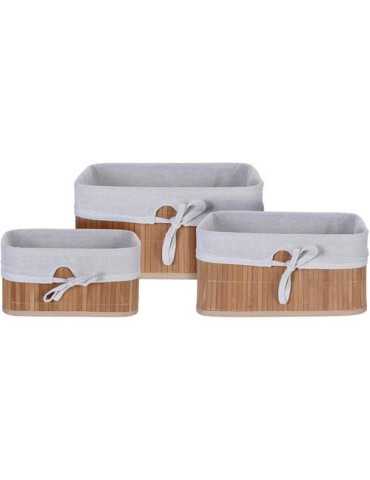 Set 3 Cestos Bambú Lino MA1000020 [LOTE DE 2 Unidades] KOOPMAN