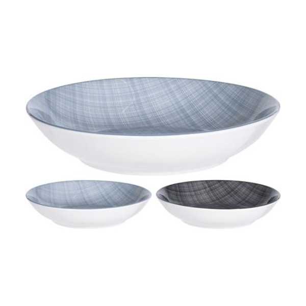 Plato Sopa Porcelana 20CM Diseño Tejido Surtido [LOTE DE 10 Unidades] KOOPMAN