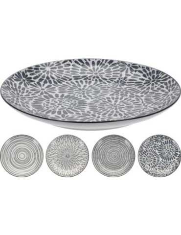 Plato Gres Gris 270MM Diseño Surtido 079000060 [LOTE DE 4 Unidades] KOOPMAN