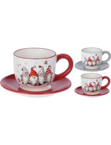 Taza con Plato Imagen Gnomo 250ML AZD101720 [LOTE DE 6 Unidades] KOOPMAN