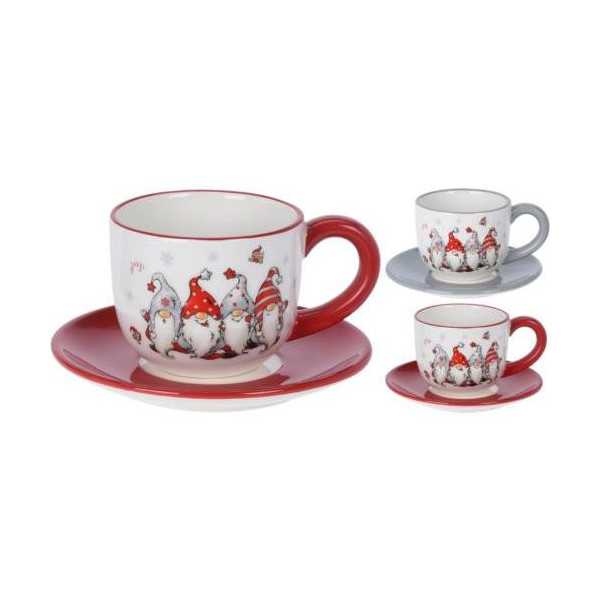 Taza con Plato Imagen Gnomo 250ML AZD101720 [LOTE DE 6 Unidades] KOOPMAN