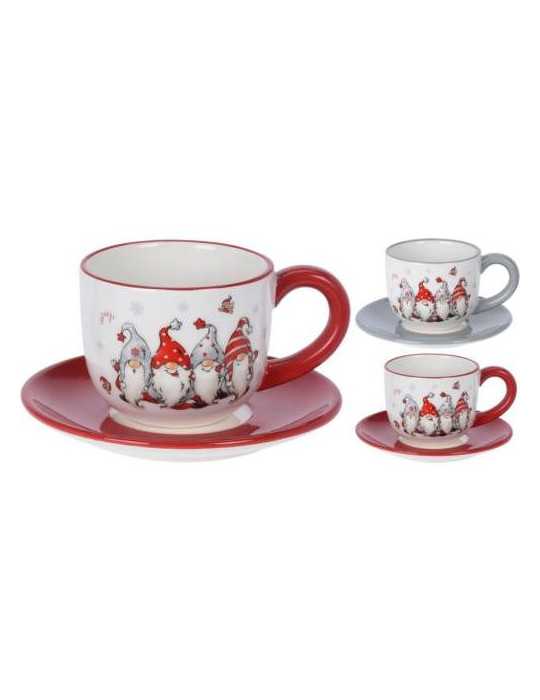 Taza con Plato Imagen Gnomo 250ML AZD101720 [LOTE DE 6 Unidades] KOOPMAN