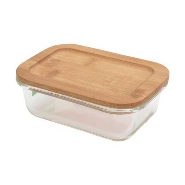 Contenedor Alimentos Cristal con Tapa Bambú 640ML [LOTE DE 6 Unidades] KOOPMAN