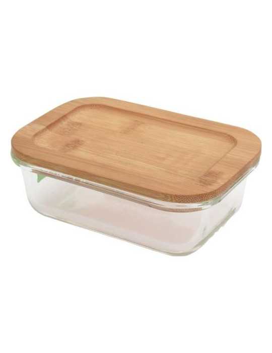 Contenedor Alimentos Cristal con Tapa Bambú 640ML [LOTE DE 6 Unidades] KOOPMAN
