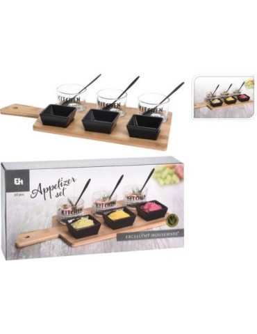 Set 10 Piezas Aperitivo con Tabla Bambú 210000720 [LOTE DE 2 Unidades] KOOPMAN