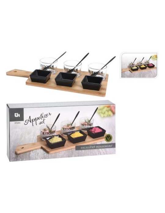 Set 10 Piezas Aperitivo con Tabla Bambú 210000720 [LOTE DE 2 Unidades] KOOPMAN