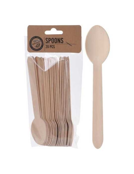 Set 20 Cucharas Madera 16CM [LOTE DE 22 Unidades] KOOPMAN
