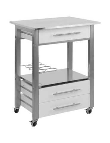 Carro Cocina Blanco 3 Cajones+botellero 784400050 KOOPMAN