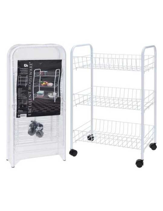 Carrito Cocina Metálico 3 Estantes 101000970 [LOTE DE 2 Unidades] KOOPMAN