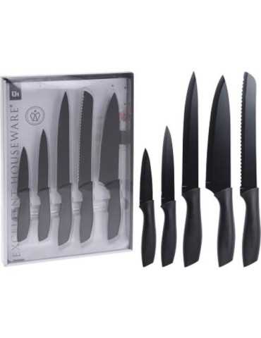 Set 5 Cuchillos Cocina con Negro 404000740 [LOTE DE 4 Unidades] KOOPMAN
