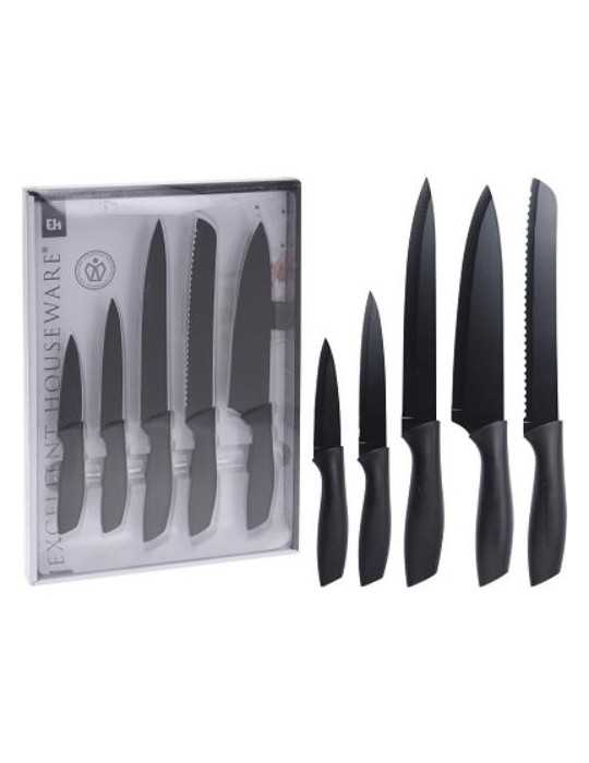 Set 5 Cuchillos Cocina con Negro 404000740 [LOTE DE 4 Unidades] KOOPMAN