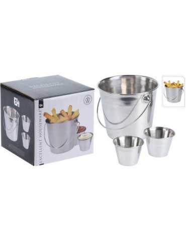 Set 3 Piezas para Aperitivos Acero Inoxidable A12405130 [LOTE DE 12 Unidades] KOOPMAN