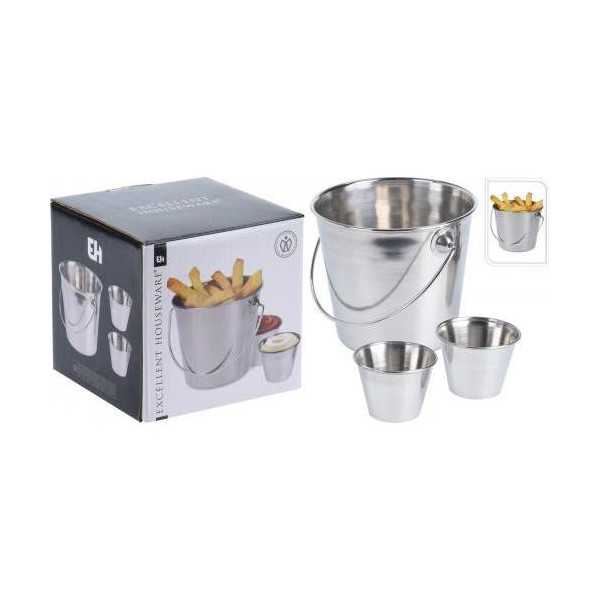 Set 3 Piezas para Aperitivos Acero Inoxidable A12405130 [LOTE DE 12 Unidades] KOOPMAN