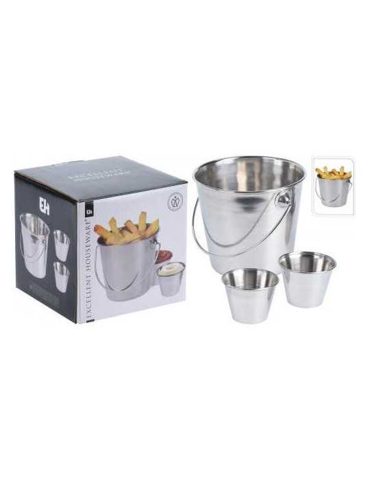 Set 3 Piezas para Aperitivos Acero Inoxidable A12405130 [LOTE DE 12 Unidades] KOOPMAN