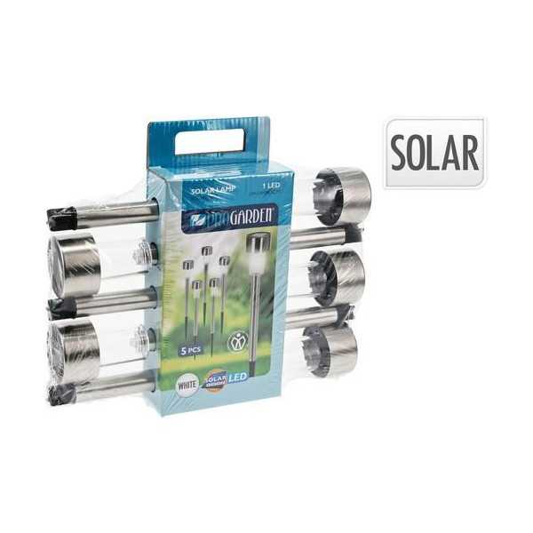 Lámpara Solar LED Jardín Acero Inoxidable 5UDS [LOTE DE 6 Unidades] KOOPMAN