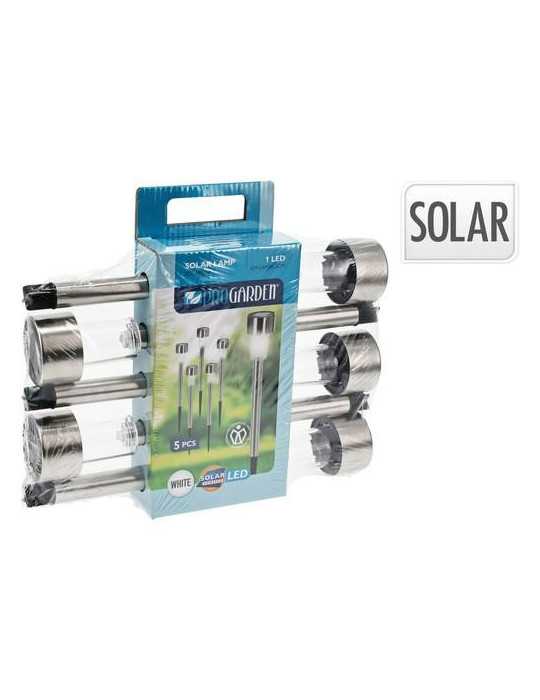 Lámpara Solar LED Jardín Acero Inoxidable 5UDS [LOTE DE 6 Unidades] KOOPMAN