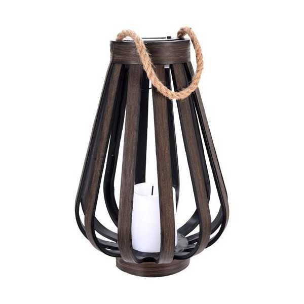 Farol Solar Marrón 24X35CM Luz Cubo 8X10CM [LOTE DE 2 Unidades] KOOPMAN