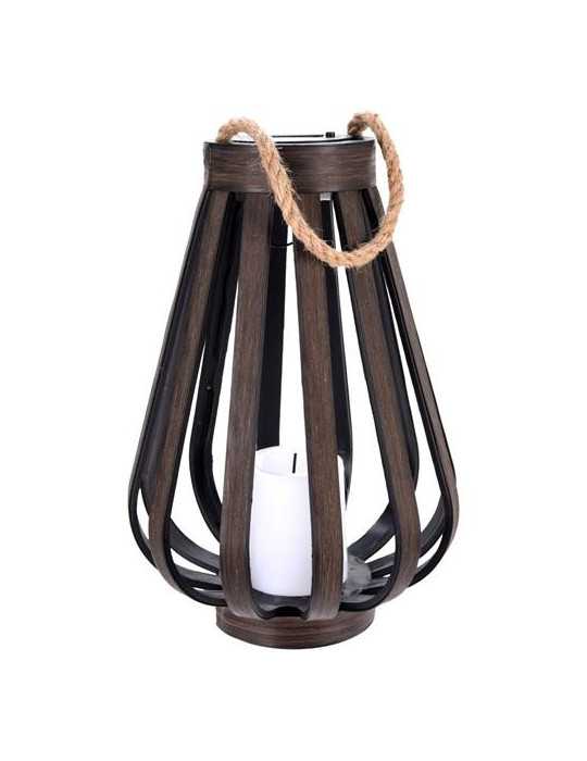 Farol Solar Marrón 24X35CM Luz Cubo 8X10CM [LOTE DE 2 Unidades] KOOPMAN