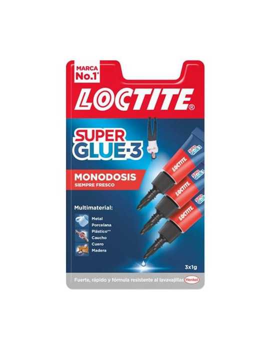 Pegamento SUPER-GLUE3 3X1 gr Minitrio [LOTE DE 4 Unidades] LOCTITE