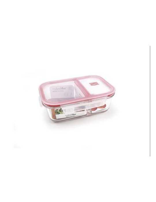 Contenedor Rect. vidrio Dividido 950 ml 8615-V [LOTE DE 4 Unidades] IRIS