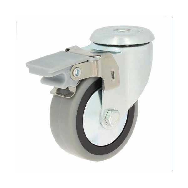 Rueda con Soporte Aro Goma 80 con Freno 79323 [LOTE DE 8 Unidades] ITEM