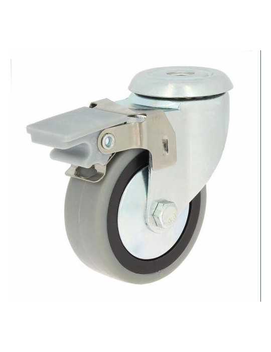 Rueda con Soporte Aro Goma 80 con Freno 79323 [LOTE DE 8 Unidades] ITEM