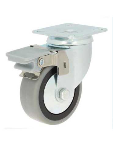 Rueda con Soporte Placa Aro Goma 50 con Freno 79326 [LOTE DE 8 Unidades] ITEM