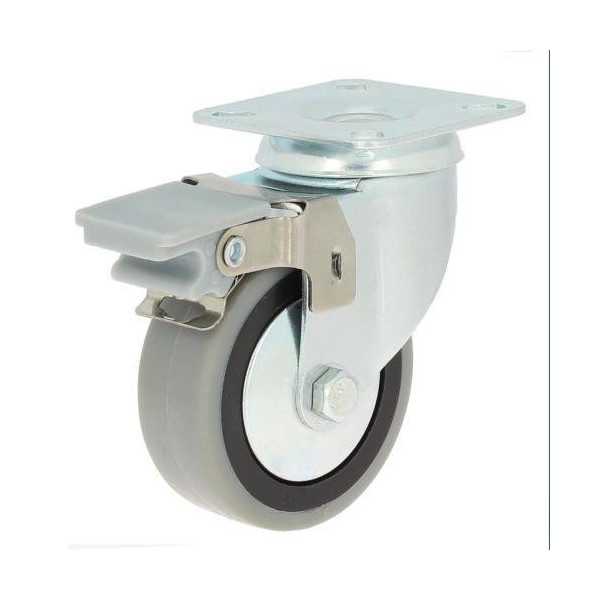 Rueda con Soporte Placa Aro Goma 50 con Freno 79326 [LOTE DE 8 Unidades] ITEM
