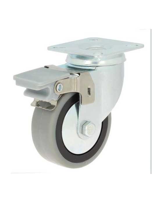 Rueda con Soporte Placa Aro Goma 50 con Freno 79326 [LOTE DE 8 Unidades] ITEM