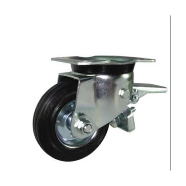 Rueda con Soporte Aro Goma/Chapa 125MM Placa Freno [LOTE DE 2 Unidades] ITEM