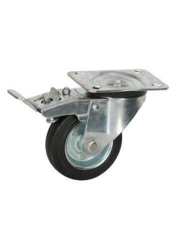 Rueda Giratorio Goma Rodillos 80 mm con Freno M820 [LOTE DE 2 Unidades] ITEM