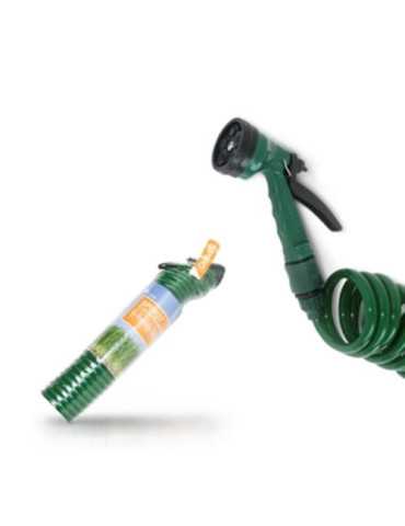Manguera Espiral Spiro 7.5MT + Pistola 5 Jets [LOTE DE 4 Unidades] JARDIN Y NATURA