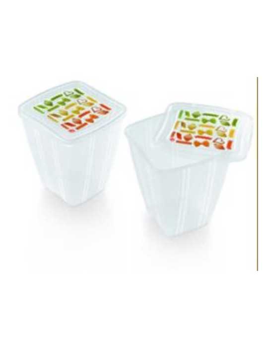 Set 2 Hermeticos 2 L Cuadr. con Tapa Decorada 055020 [LOTE DE 4 Unidades] JOBGAR