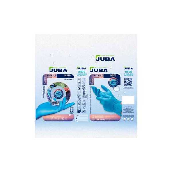 Caja 10 Guantes Desechable Nitrilo sin Polvo Talla 9 [LOTE DE 16 Unidades] JUBA