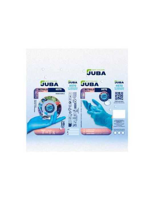 Caja 10 Guantes Desechable Nitrilo sin Polvo T 10 [LOTE DE 16 Unidades] JUBA