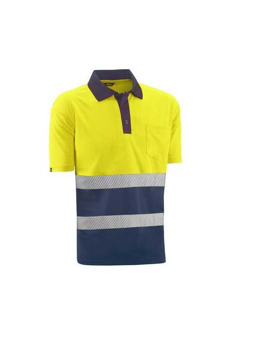 Polo Manga Corta Alta Visibilidad London Amar/Marino Talla M [LOTE DE 4 Unidades] JUBA