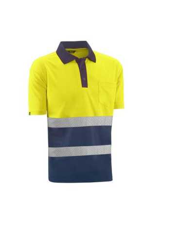 Polo Manga Corta Alta Visibilidad London Amar/Marino Talla L [LOTE DE 4 Unidades] JUBA