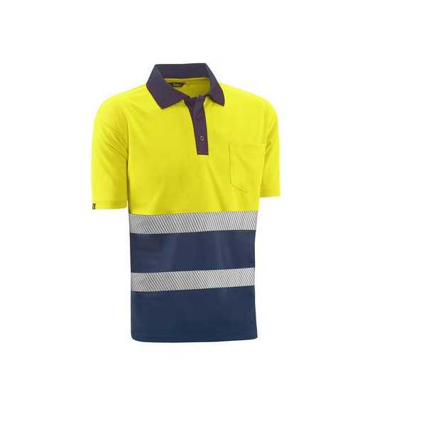 Polo Manga Corta Alta Visibilidad London Amar/Marino Talla L [LOTE DE 4 Unidades] JUBA