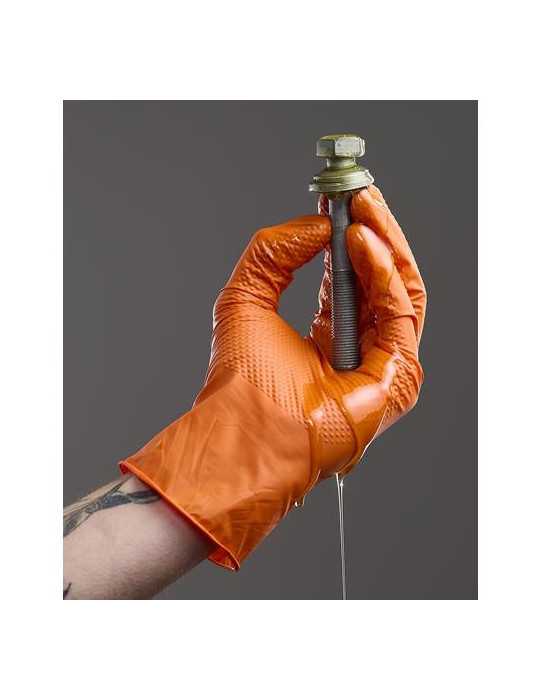 Guante Desechable Agility Grip Nitrilo Naranja Talla 9 [LOTE DE 4 Unidades] JUBA