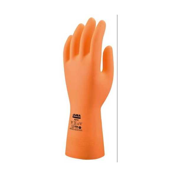Guante sin Soporte Latex Químico Naranja Talla 7 [LOTE DE 8 Unidades] JUBA