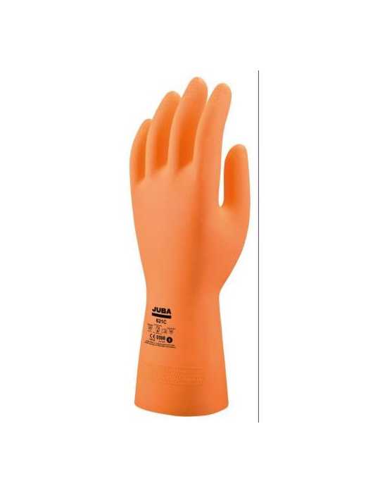 Guante sin Soporte Latex Químico Naranja Talla 7 [LOTE DE 8 Unidades] JUBA