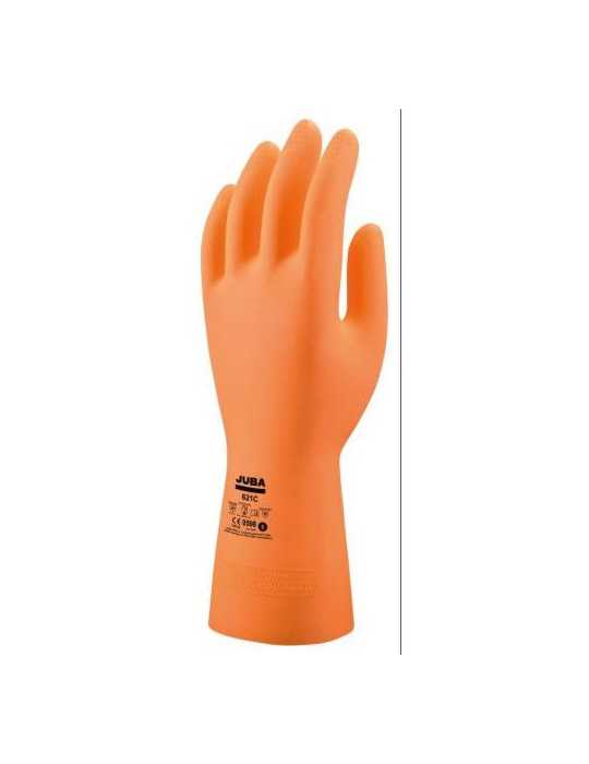 Guante sin Soporte Latex Químico Naranja Talla 9 [LOTE DE 8 Unidades] JUBA
