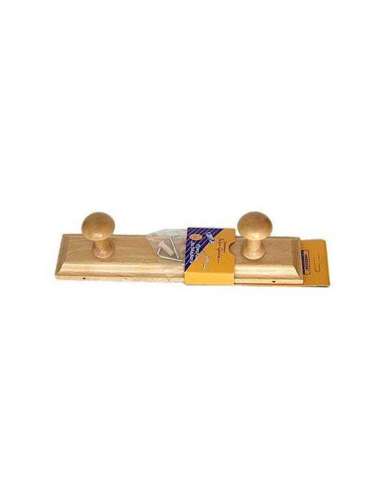 Percha Madera 2 Pomos Natural 132 [LOTE DE 2 Unidades] HERDASA