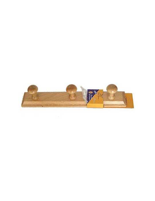Percha Madera 3 Pomos Natural 133 [LOTE DE 2 Unidades] HERDASA
